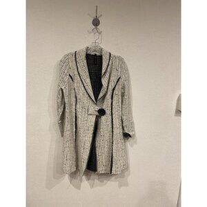 IC By Connie K Jacket Womens Small White Geometric Knit Coatigan Made In USA